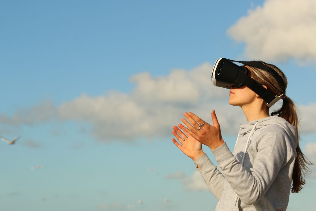 woman seeing property in VR or virtual reality